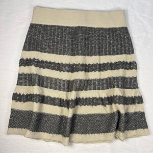 Cambridge Dry Goods Striped Gray and Cream Women's Wool Blend Skirt Size Large